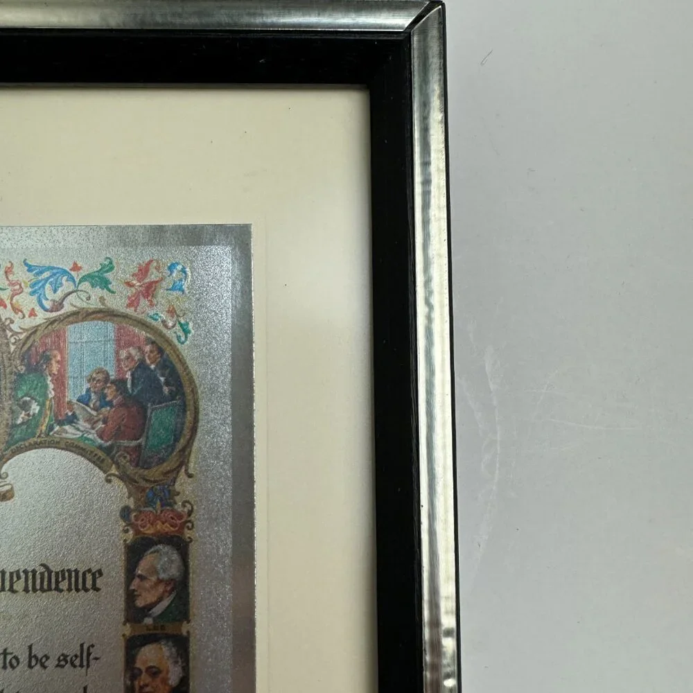 J. Rosen A. Hilton USA Patriotic Art Pint Declaration of  Independence Etch Foil